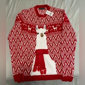 Large Red and White Llama Christmas Sweater by 33 Degrees